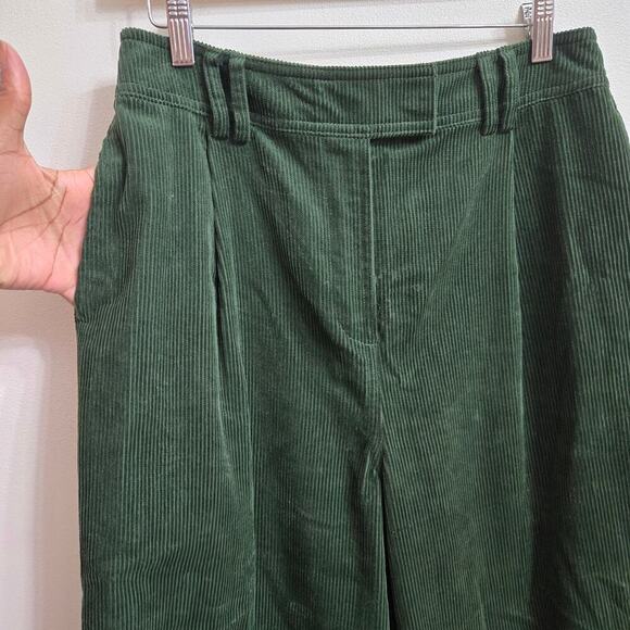 NWT Topshop Women's Wide-Leg Corduroy Pants, Green, US 8, High-Waist Relaxed Fit - Picture 4 of 12